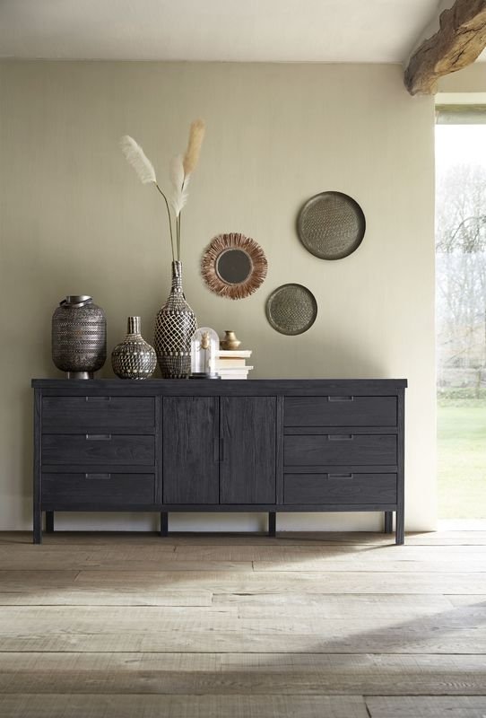 Dressoir Stretto black 90 x 204 zwart