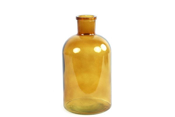 Fles Garrafa oker glas, 14,5x27 cm