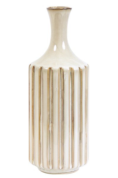 Vaas Azzano lichtbruin keramiek, 13,5x35 cm