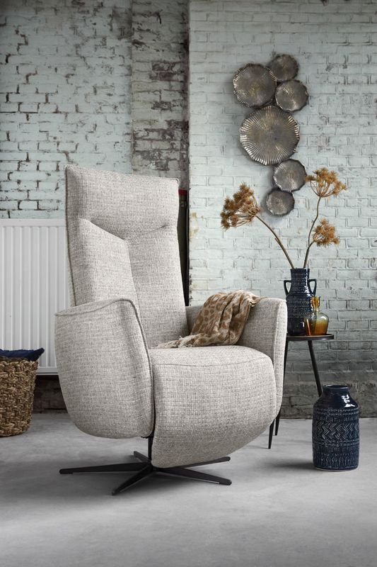 Relaxfauteuil Seduto pocketveren met visco-schuim zitting elektrisch verstelbaar clay