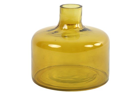 Fles Garrafa geel glas, 19x18 cm