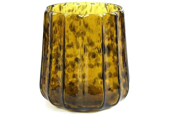 Theelichthouder Verbano bruin glas, 18x18 cm