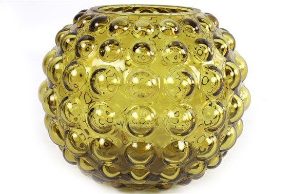 Theelichthouder Mandino amber glas, 18x15 cm