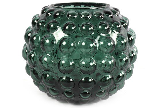 Theelichthouder Mandino groen glas, 18x15 cm