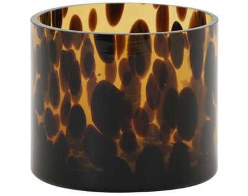 Theelicht Azzano bruin glas, 12x10 cm
