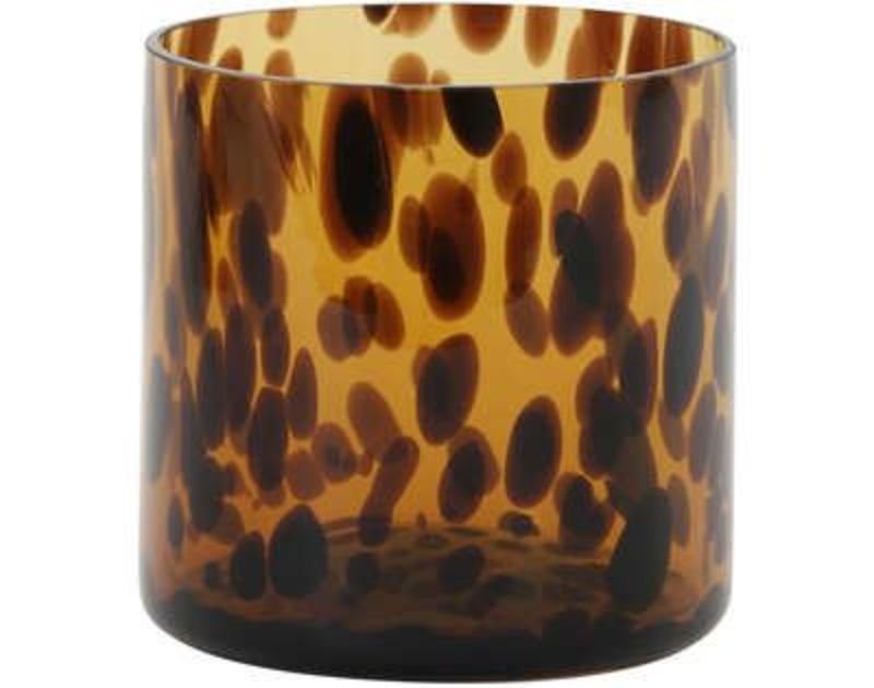 Theelichthouder Azzano bruin glas, 14x14 cm