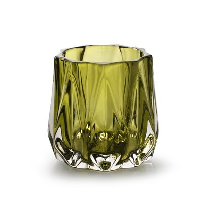 Theelichthouder Lucette groen glas, 7,5x7,5 cm