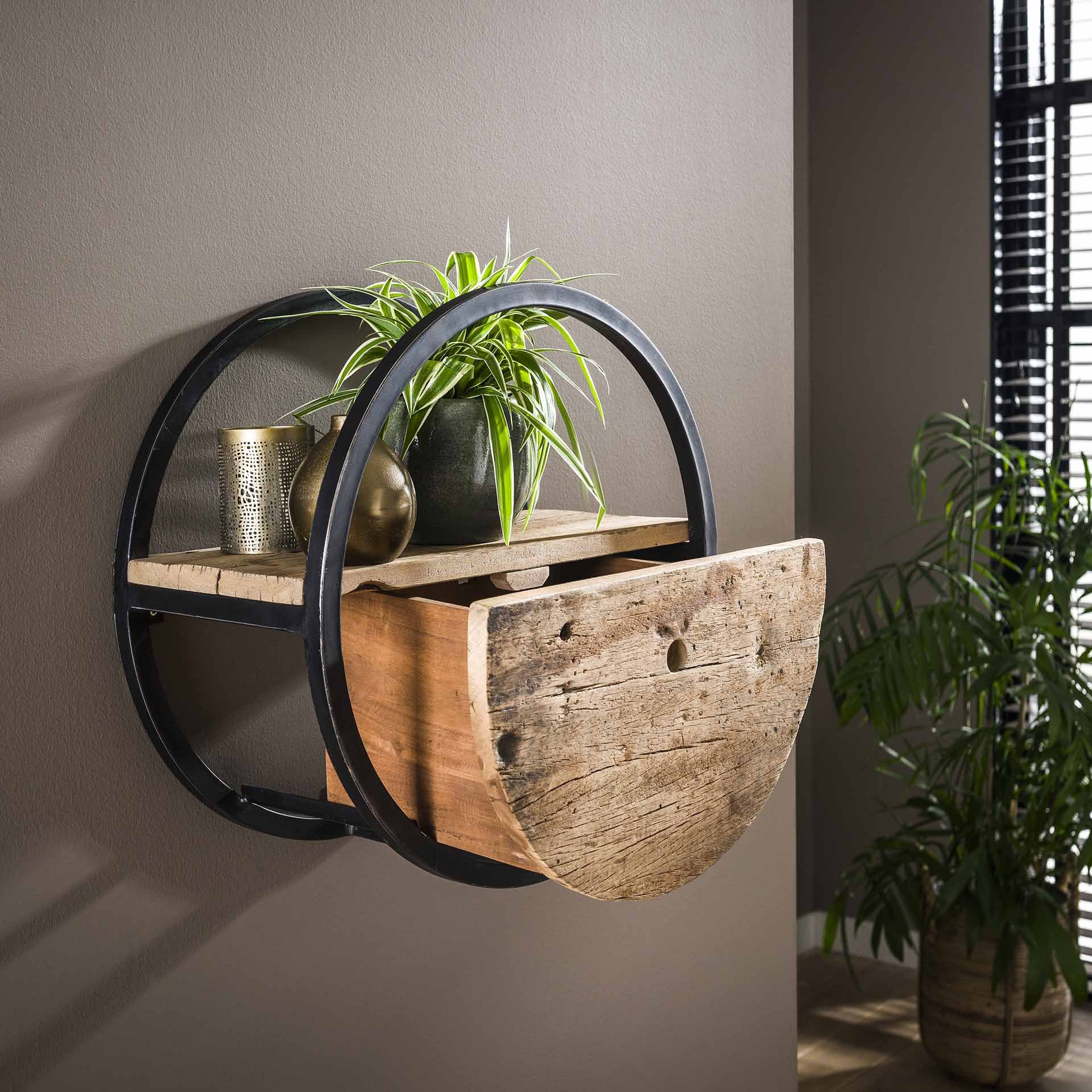 Wandschap circular Ø50 robuust hardhout