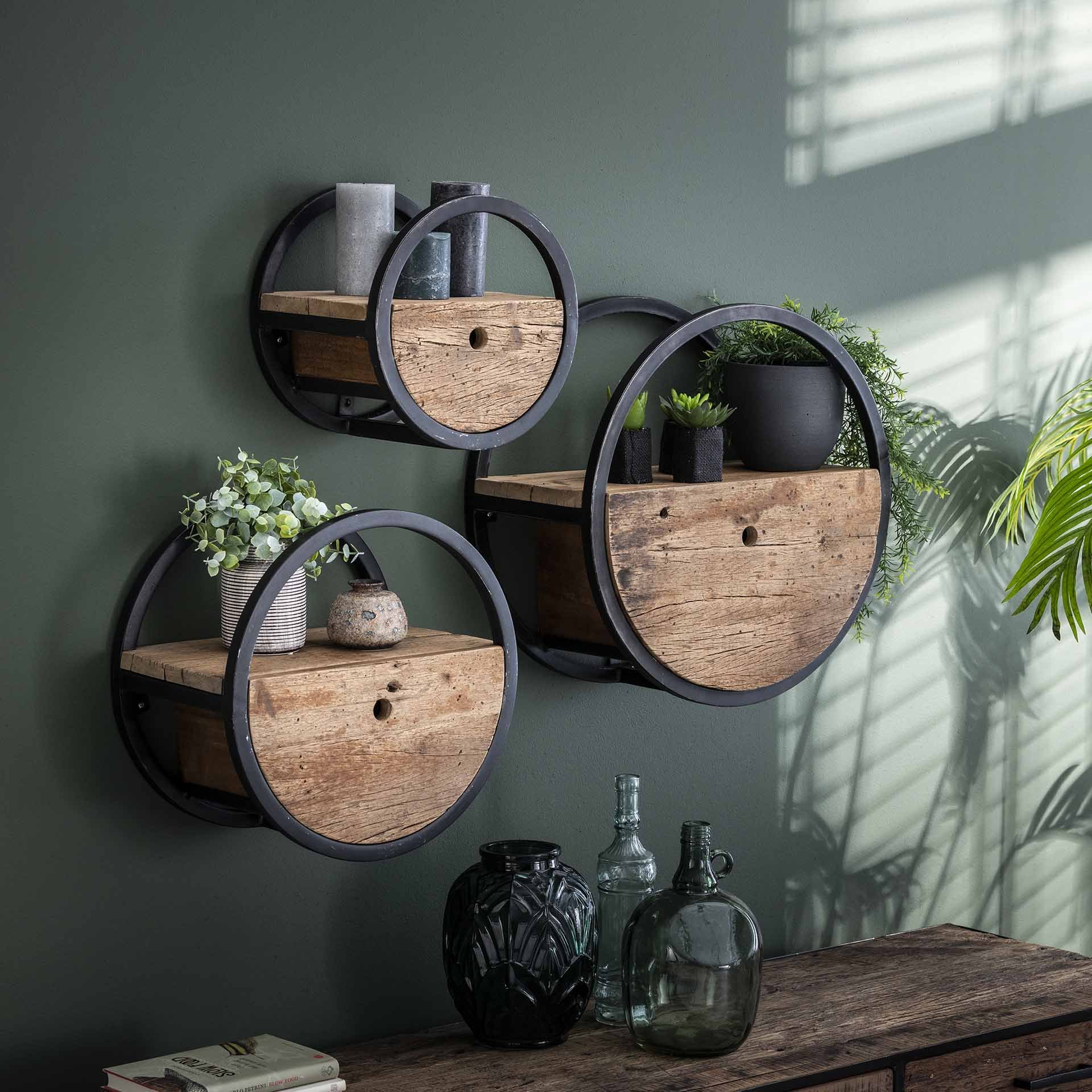 Wandschap circular Ø50 robuust hardhout