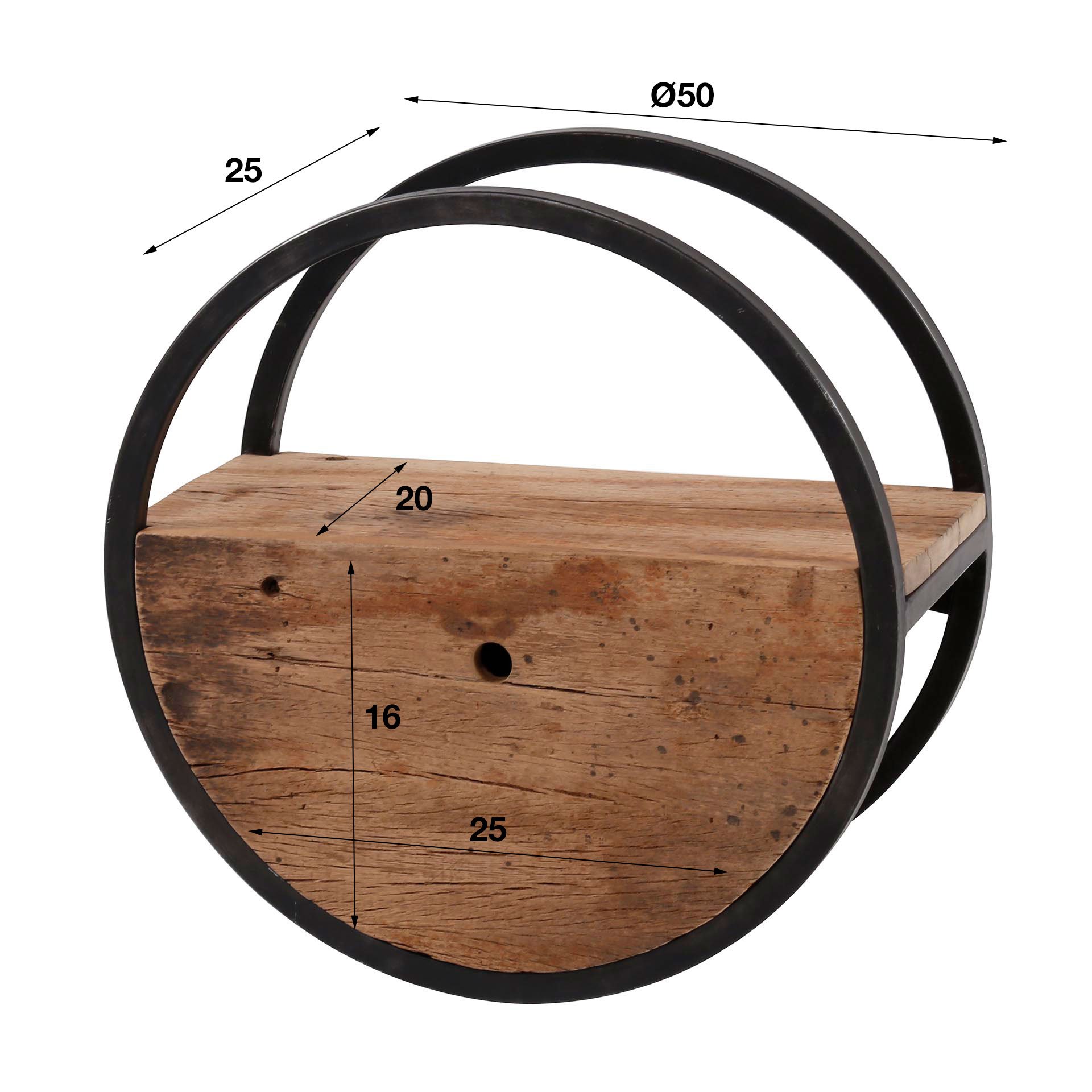 Wandschap circular Ø50 robuust hardhout