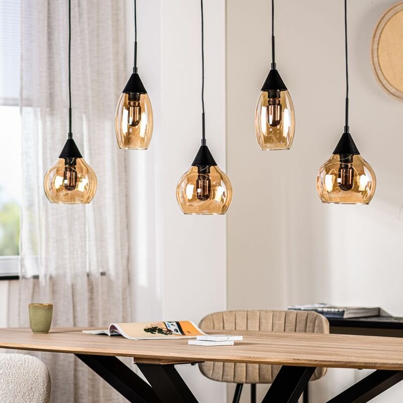 Hanglamp Lungo amber glas, 120x17,8x120 cm