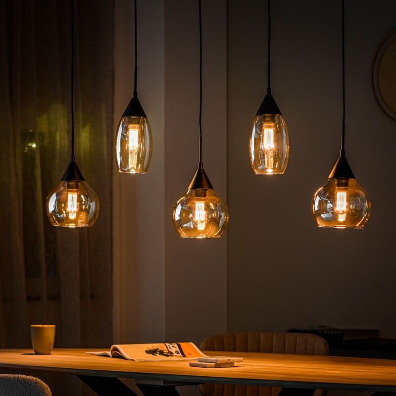 Hanglamp Lungo amber glas, 120x17,8x120 cm