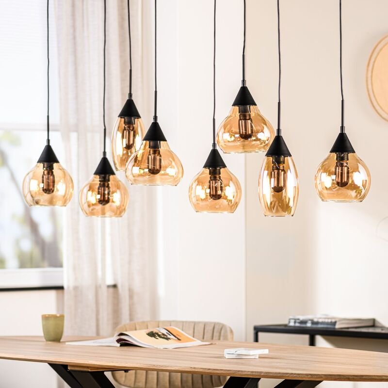 Hanglamp Lungo amber glas, 30x120 cm