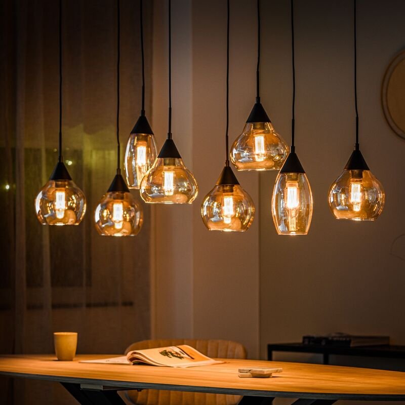 Hanglamp Lungo amber glas, 30x120 cm