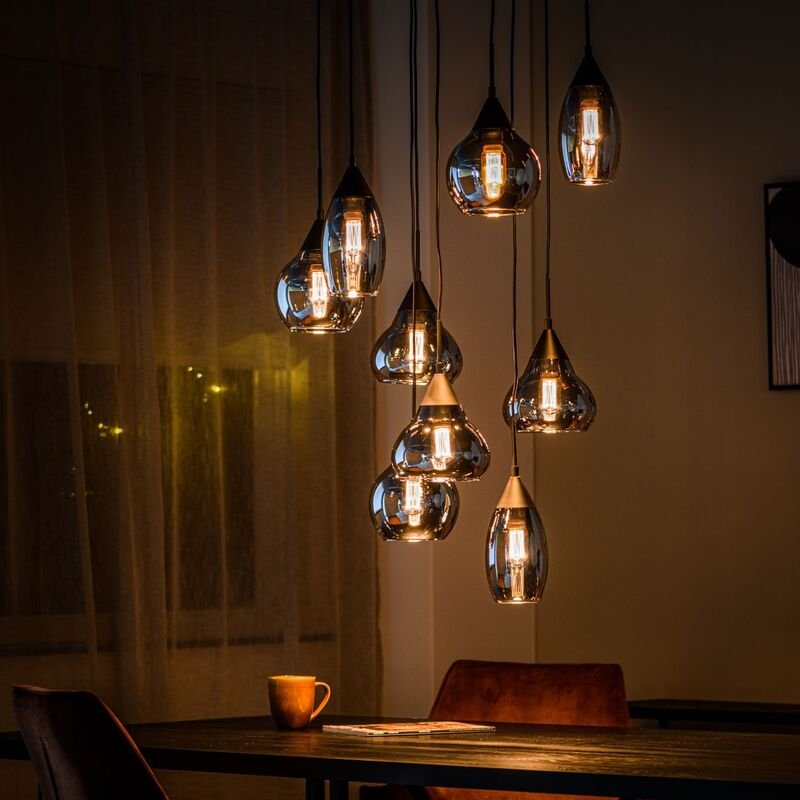 Hanglamp Lungo smoke glas, 60x130 cm
