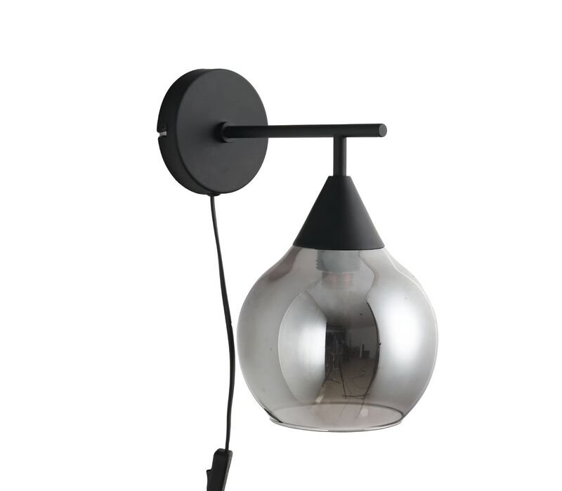 Wandlamp Lungo smoke glas, 12x18x40 cm