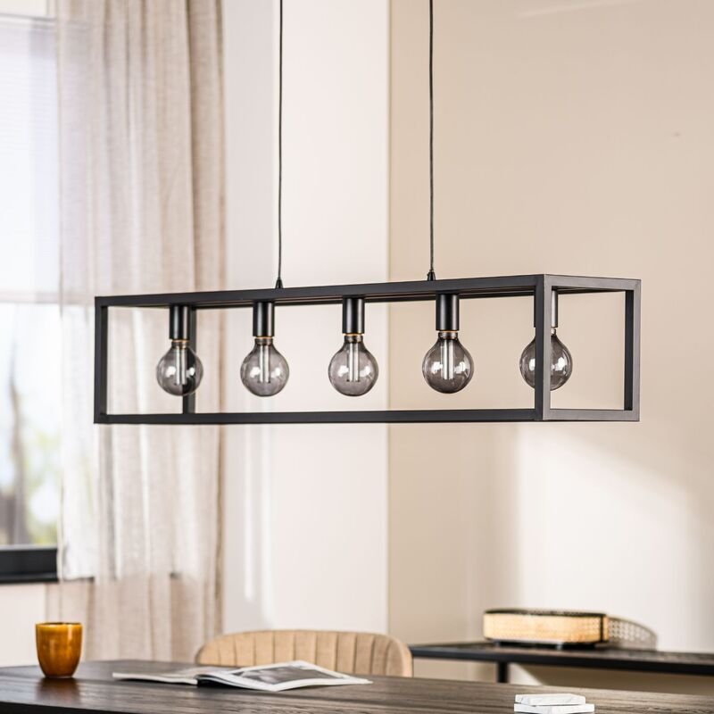 Hanglamp Tiamo zwart staal, 120x25x160 cm