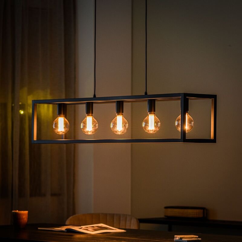 Hanglamp Tiamo zwart staal, 120x25x160 cm
