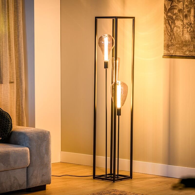 Vloerlamp Tiamo zwart staal, 25x25x160 cm
