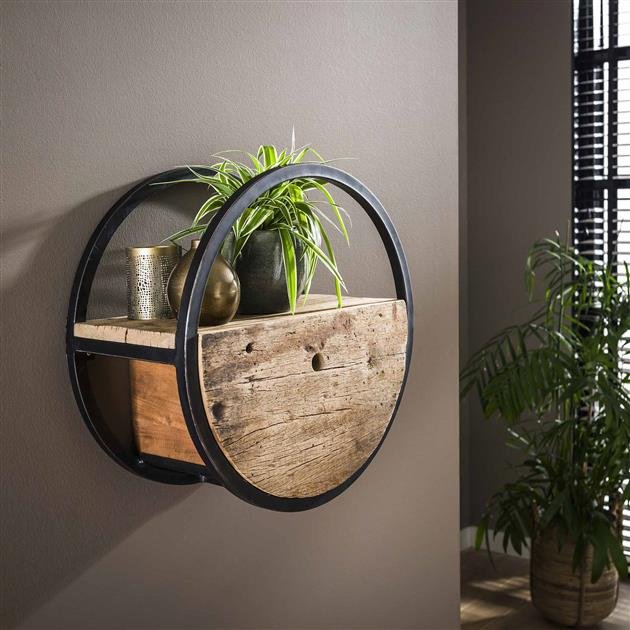 Wandschap circular Ø50 robuust hardhout