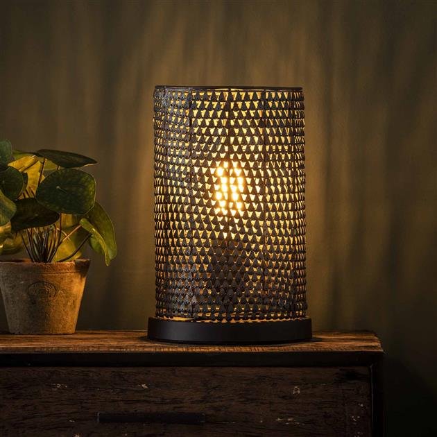 Tafellamp Armor Tube zwart bruin