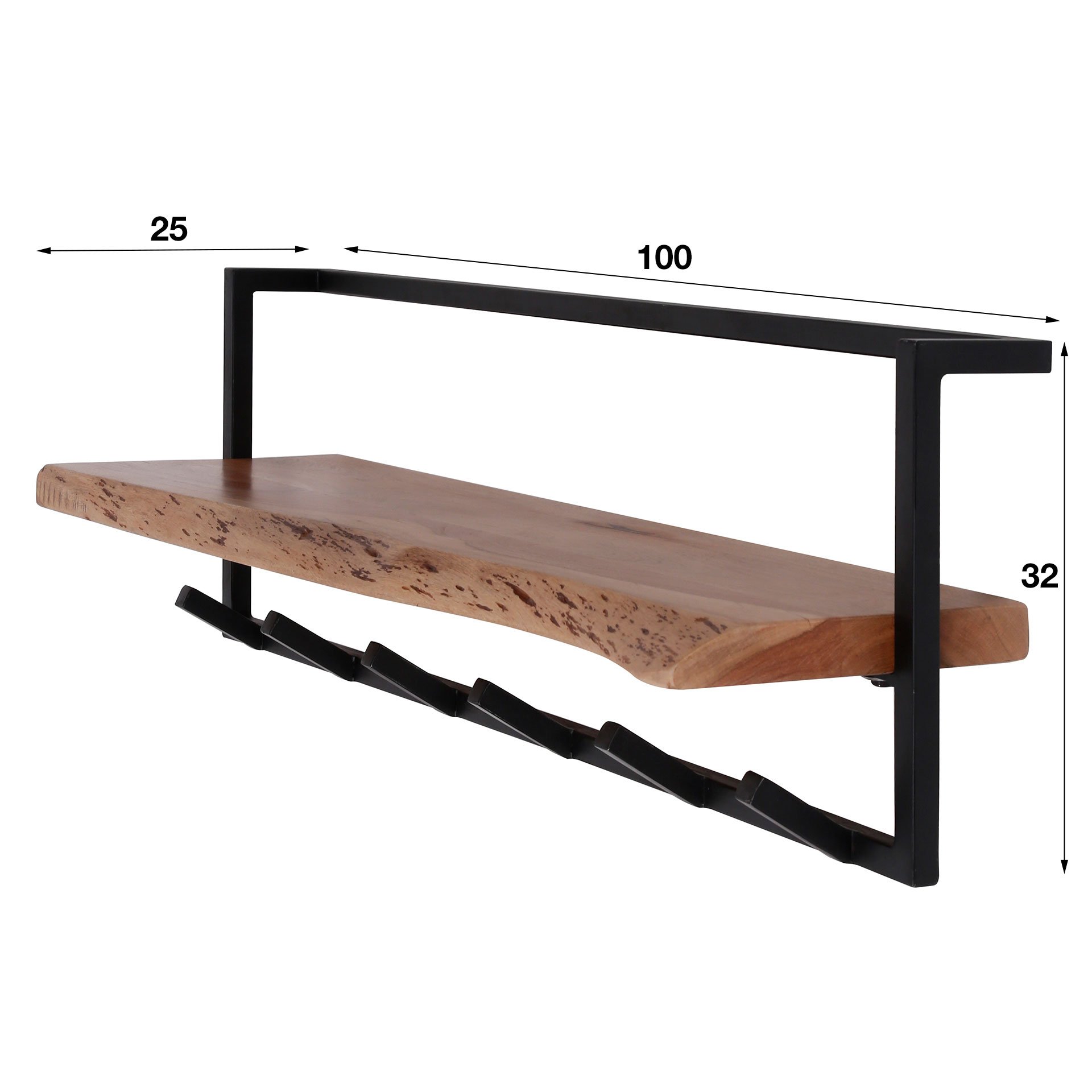 Kapstok Edge 32 x 100 x 25 acaciahout