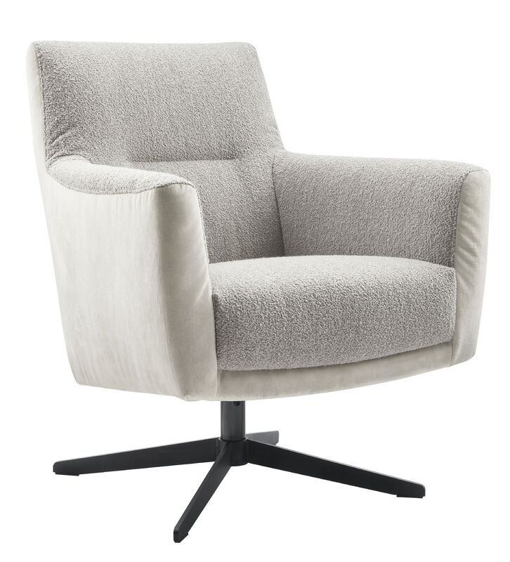 Draaifauteuil Malteno steel bouclé en oyster velvet, 50x48x45 cm