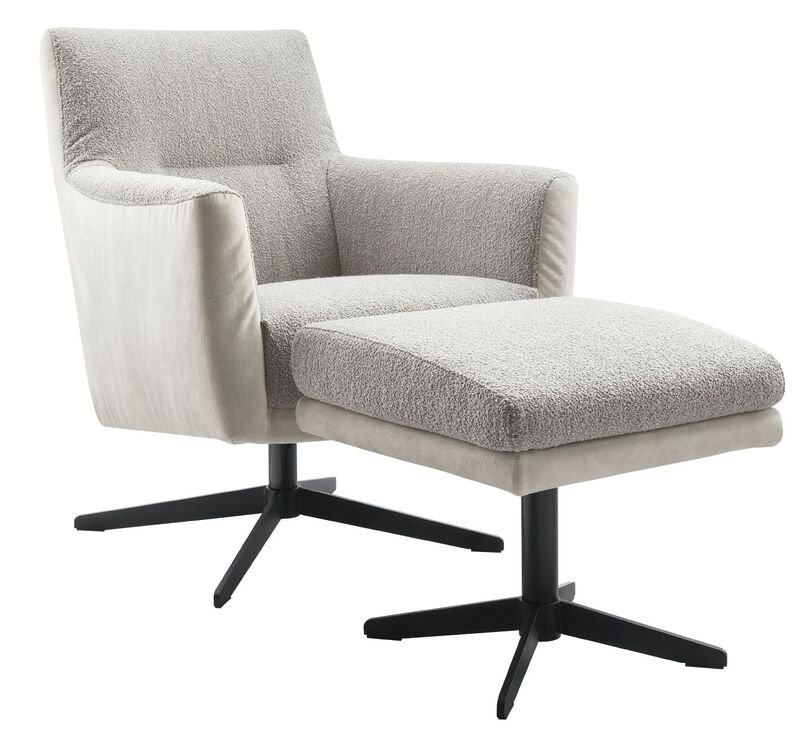 Draaifauteuil Malteno steel bouclé en oyster velvet, 50x48x45 cm