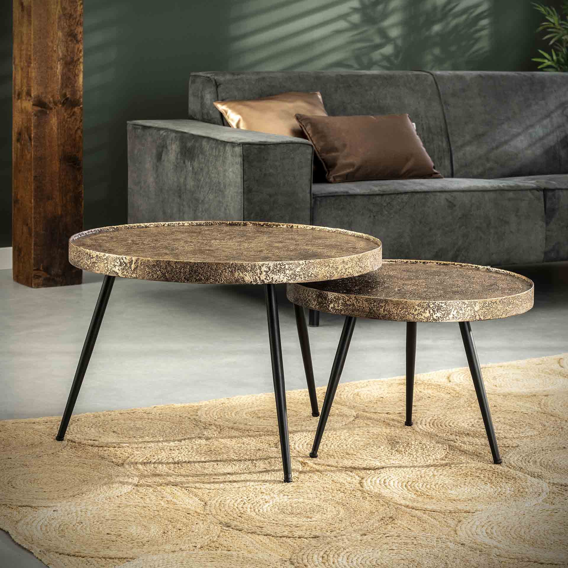 Salontafel set Ø74/ 58 metalic brons