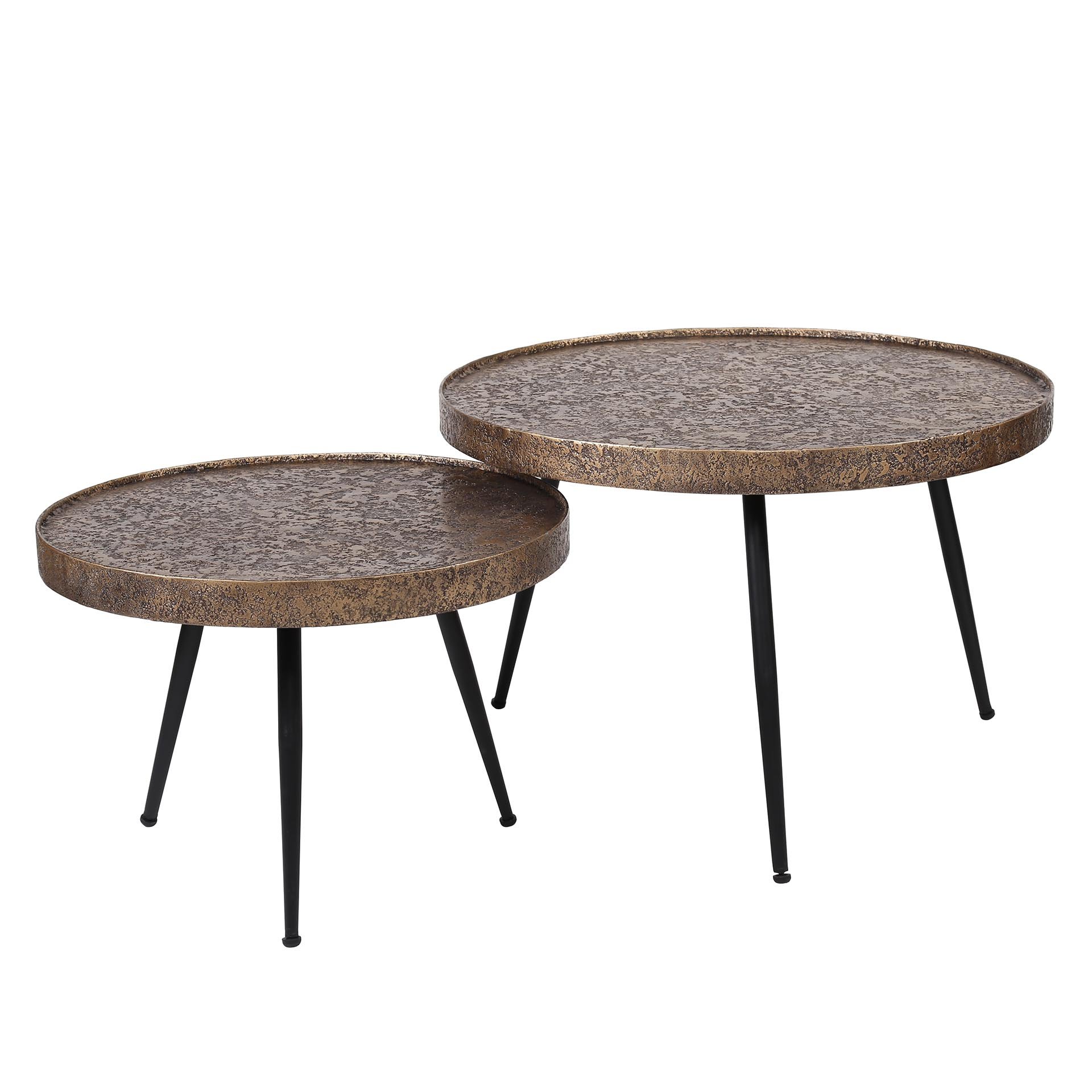 Salontafel set Ø74/ 58 metalic brons