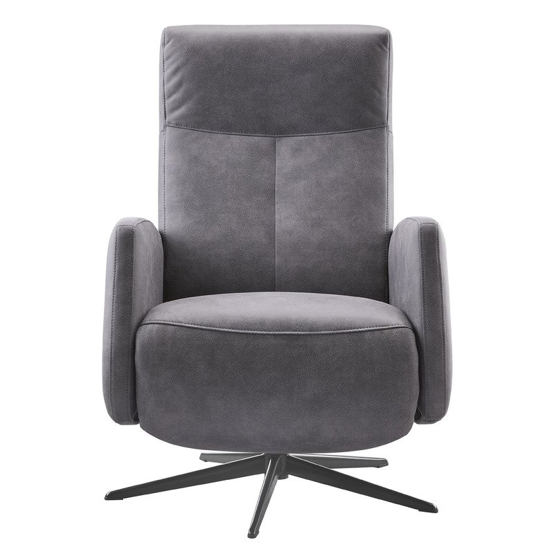 Relaxfauteuil Perfini donkergrijs met verstelbare rug en voetensteun 