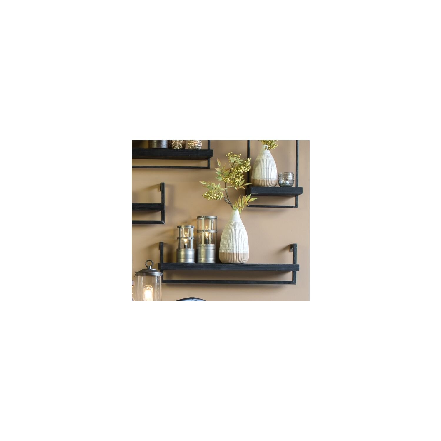 Wandplank Pardal hout zwart 100 cm