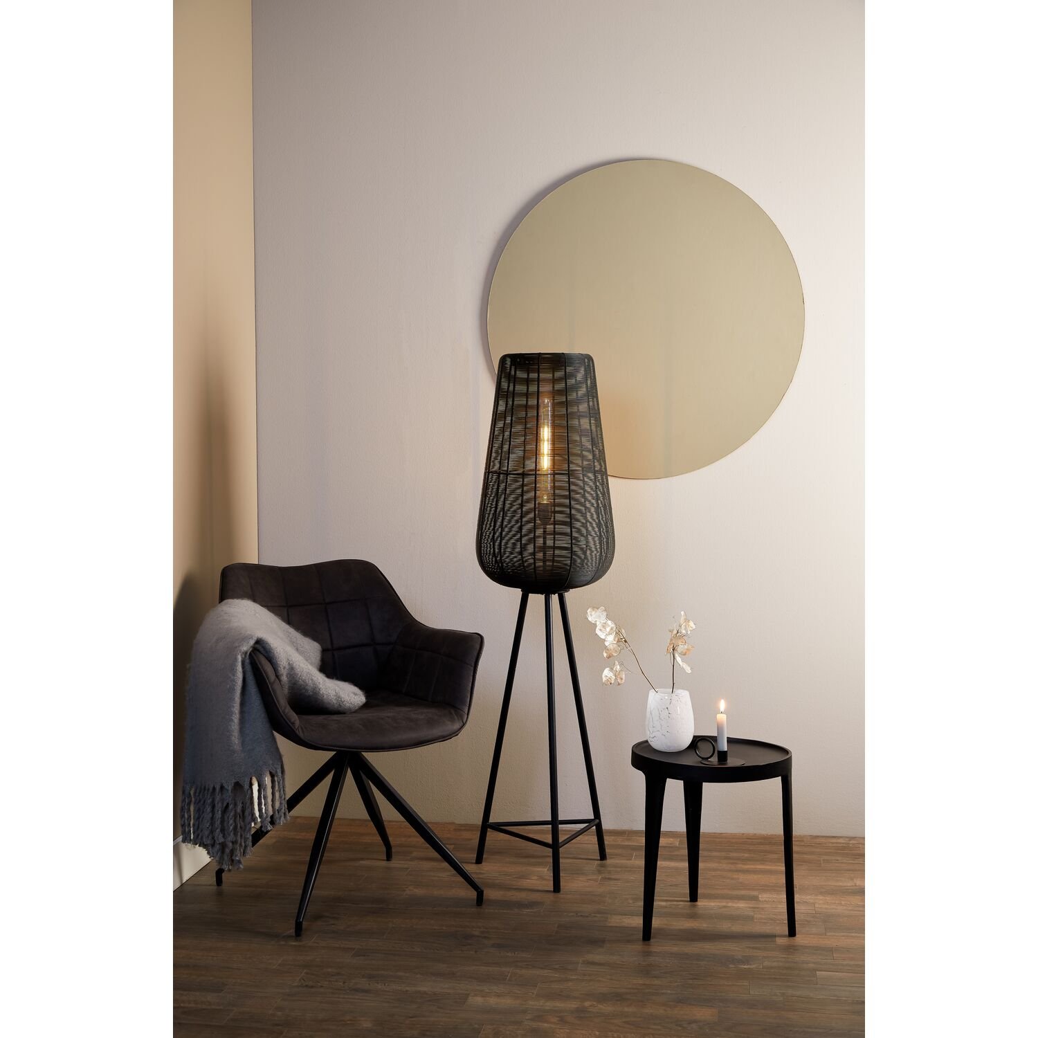 Vloerlamp Barzio mat zwart