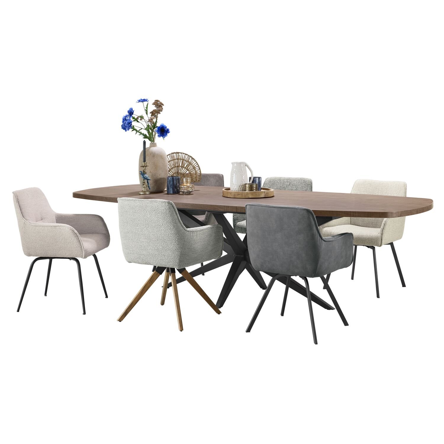 Eettafel Mascaro deens ovaal uitschuifbaar 180 tot (238)x102 dark mango