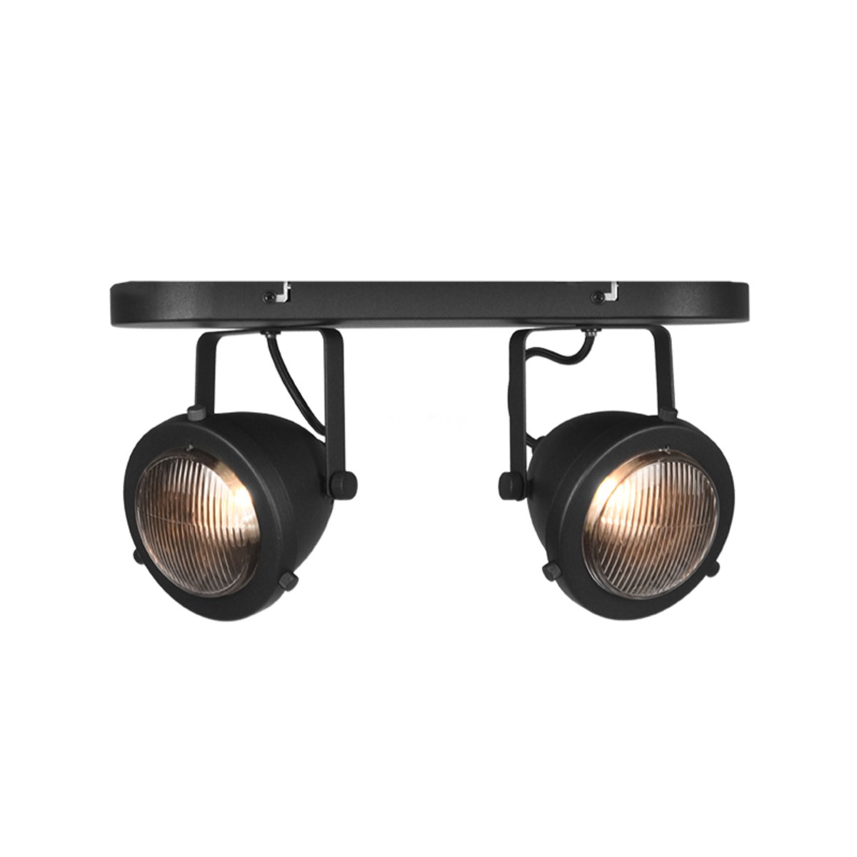 Led Spot Moto (2-lichts) zwart metaal, 35x12x16 cm