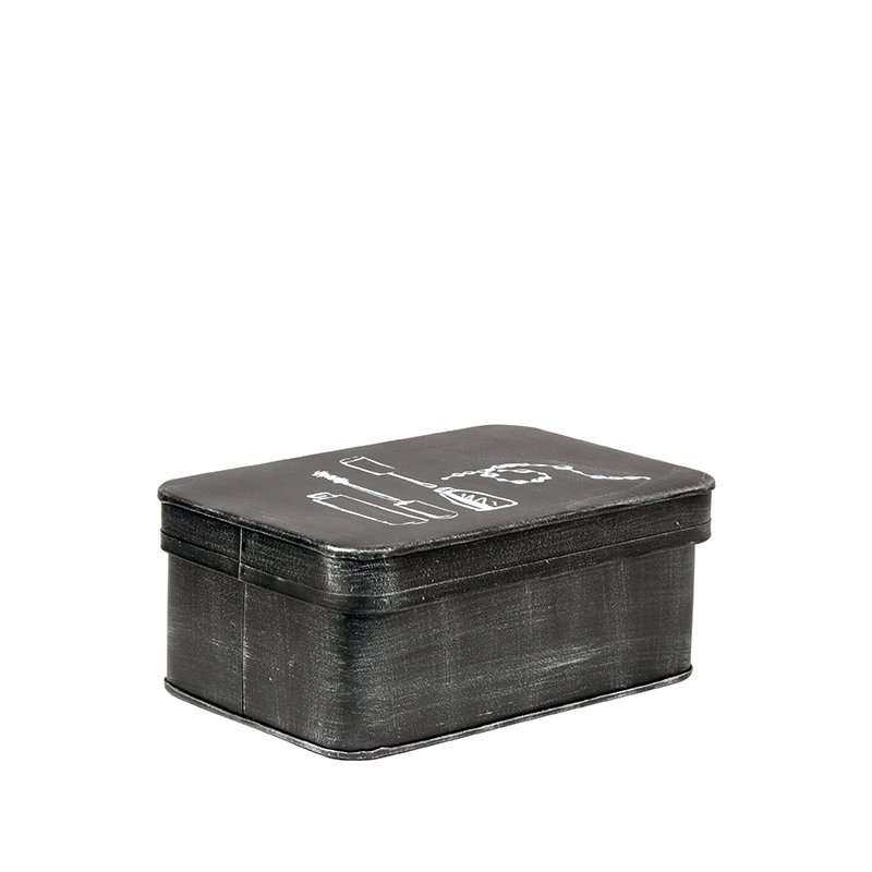 Opbergblik Make-up zwart metaal, 21x15x9 cm