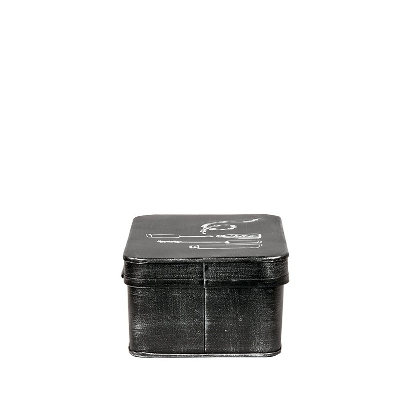 Opbergblik Make-up zwart metaal, 21x15x9 cm