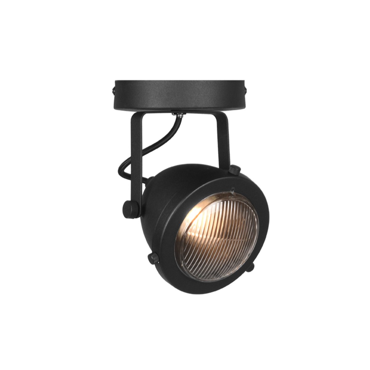 Led Spot Moto (1-lichts) zwart metaal, 12x12x16 cm