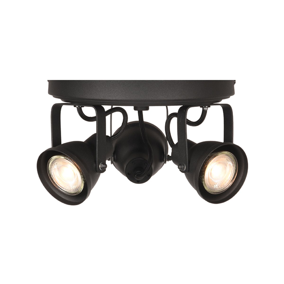 Led Spot Max (3-lichts) zwart metaal, 21x21x14 cm