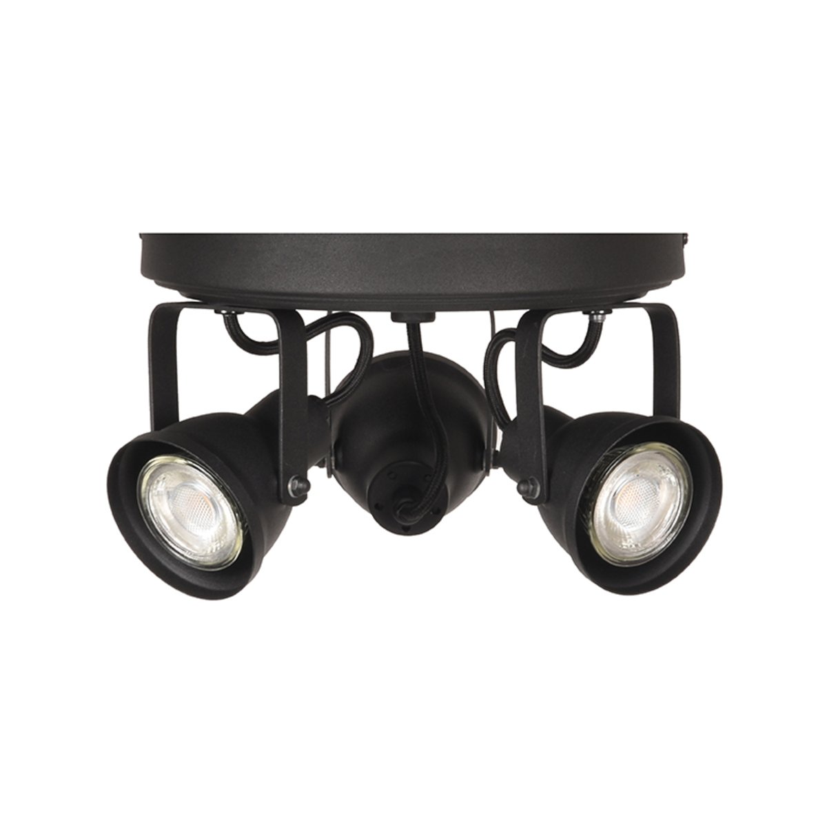 Led Spot Max (3-lichts) zwart metaal, 21x21x14 cm
