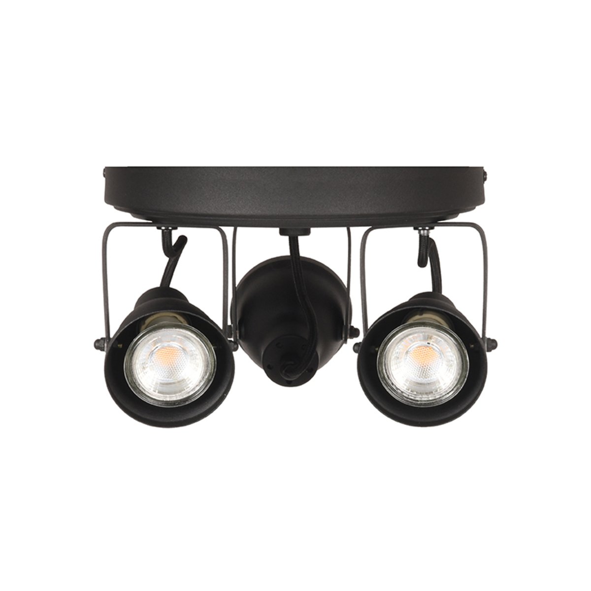 Led Spot Max (3-lichts) zwart metaal, 21x21x14 cm