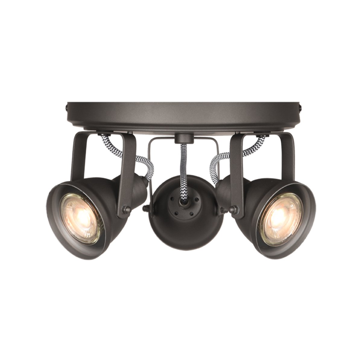 Led Spot Max (3-lichts) grijs metaal, 21x21x14 cm