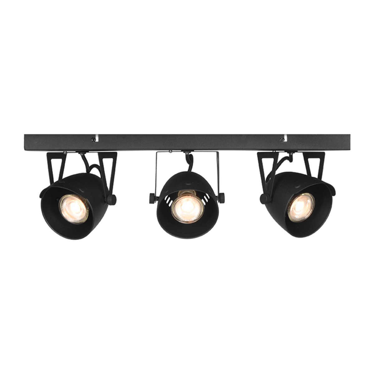 Led Spot Cap (3-lichts) zwart metaal, 48x10x14 cm