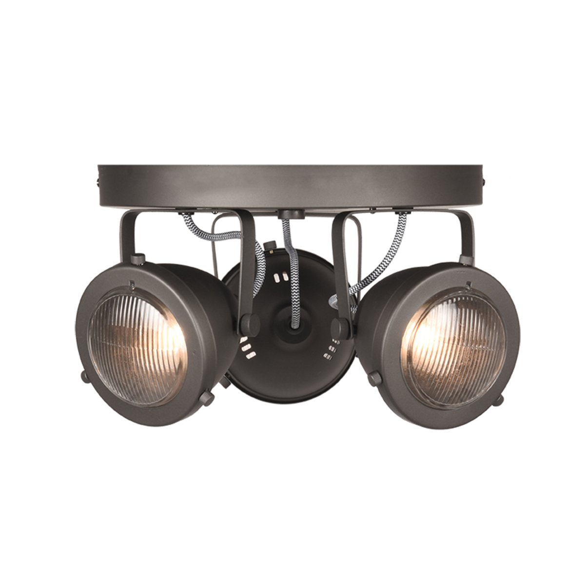 Led Spot Moto (3-lichts) grijs metaal, 30x30x16 cm