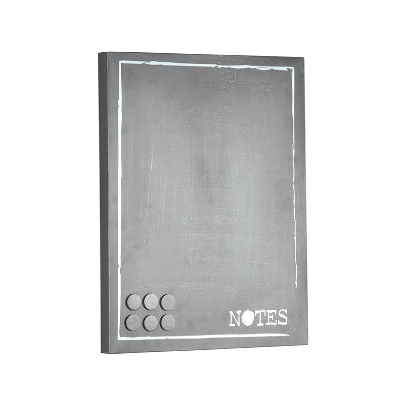 Wanddecoratie Memobord grijs metaal, 36x3x46 cm