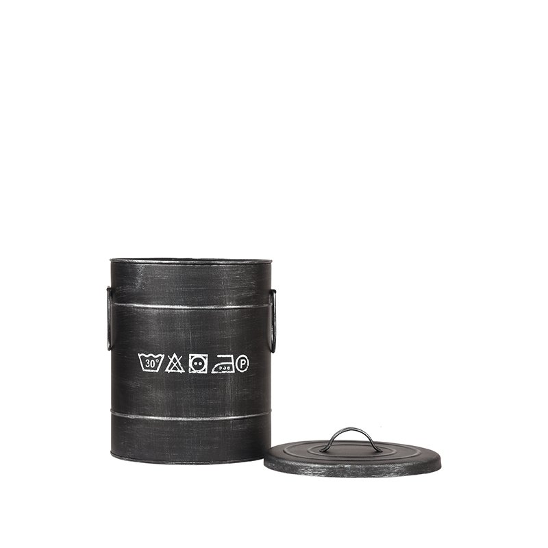 Wasmand zwart metaal, 26x33 cm