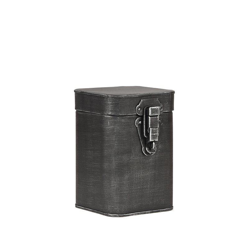 Opbergbox Clip antiek zwart metaal, 12x13x17 cm