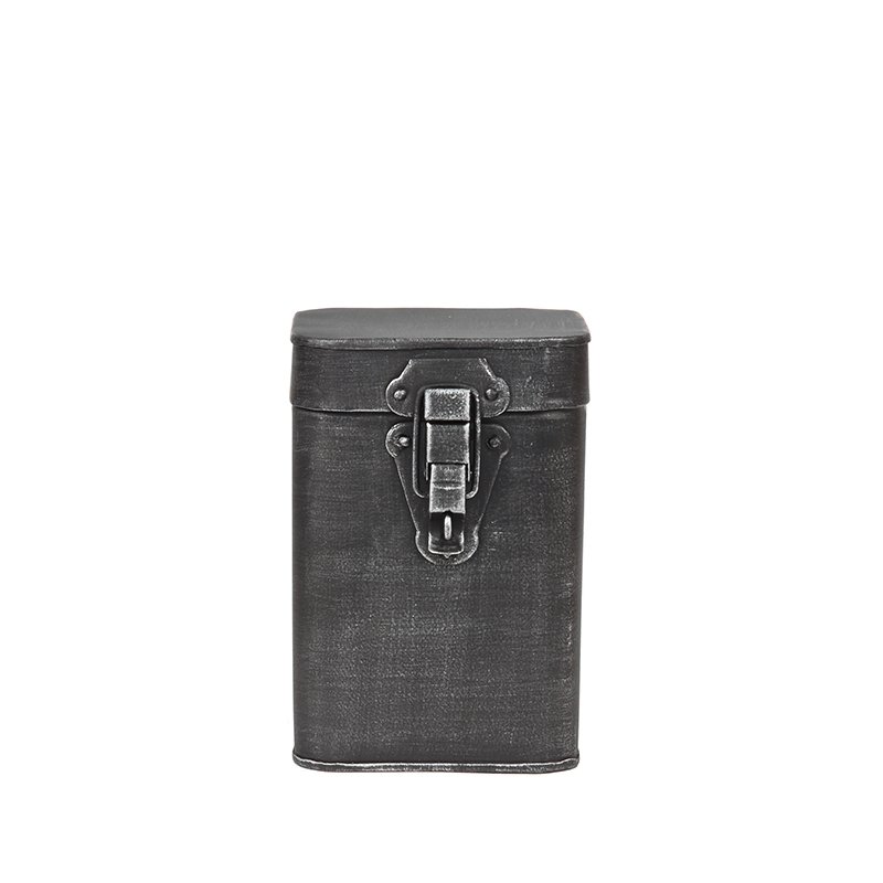 Opbergbox Clip antiek zwart metaal, 12x13x17 cm