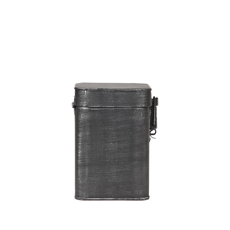 Opbergbox Clip antiek zwart metaal, 12x13x17 cm