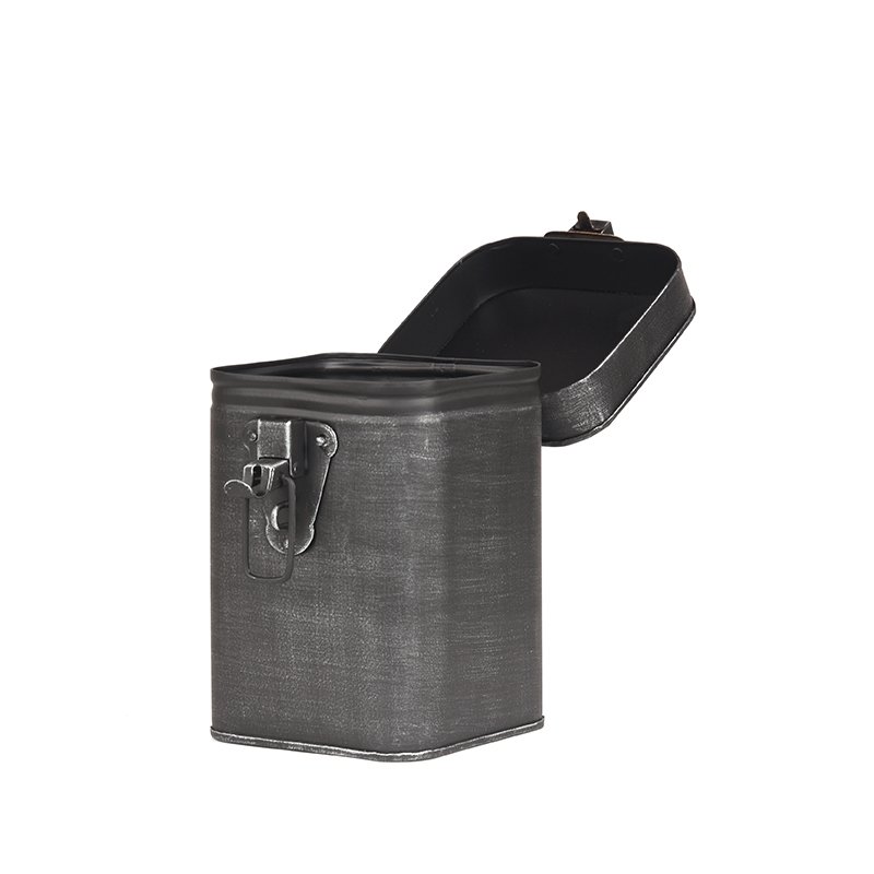 Opbergbox Clip antiek zwart metaal, 12x13x17 cm